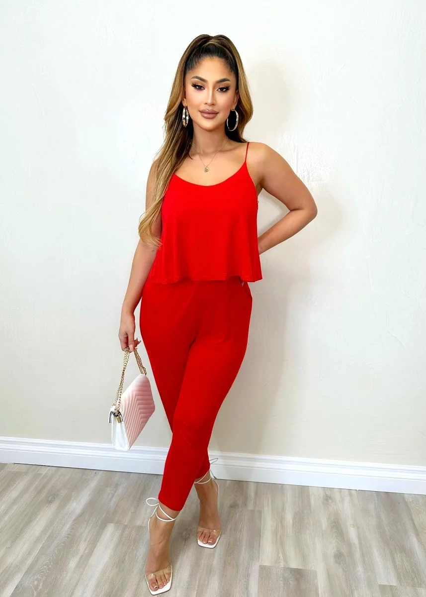 A Little Extra Jumpsuit Red