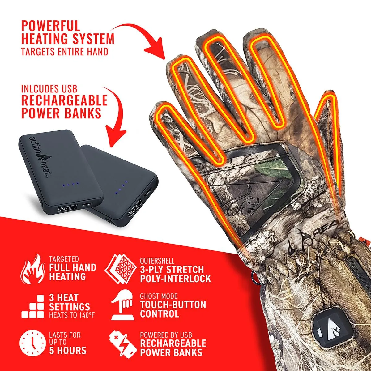 ActionHeat 5V Women's Featherweight Battery Heated Hunting Gloves