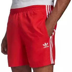 adidas Adicolour Classic 3 Stipes Mens Swim Shorts - Red