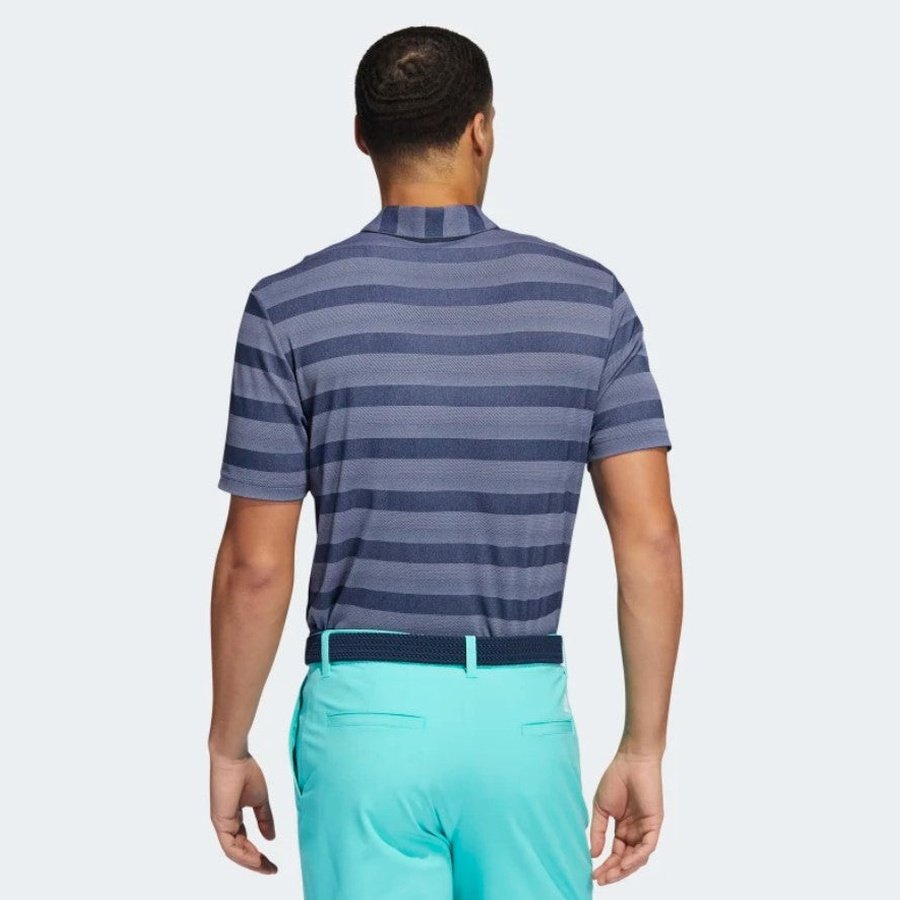 Adidas Two-Color Striped Polo Shirt - Navy