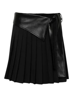 Alberta Ferretti Pleated Faux-Leather Mini Skirt