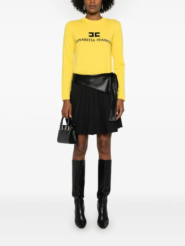 Alberta Ferretti Pleated Faux-Leather Mini Skirt