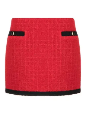 Alessandra Rich Checked tweed low-waist mini skirt