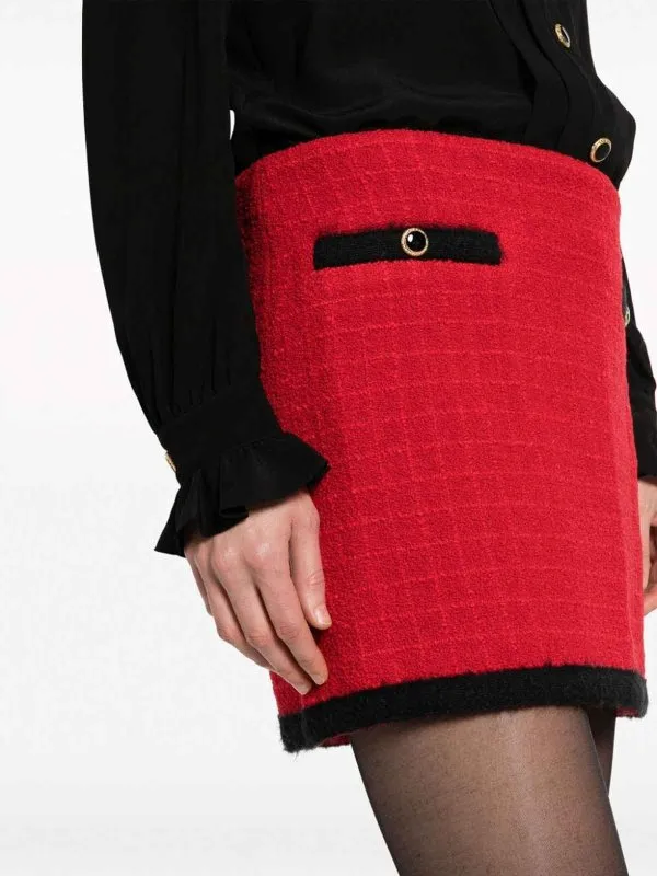 Alessandra Rich Checked tweed low-waist mini skirt