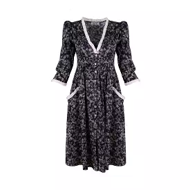 Antonia Dress / Black Floral Cotton