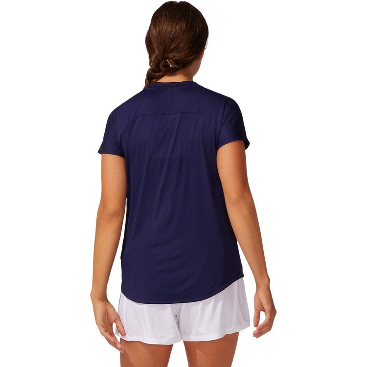 Asics T-Shirt Court W Piping SS Tee Dames Navy