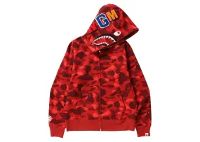 BAPE Color Camo Shark Full Zip Hoodie (SS23) Red