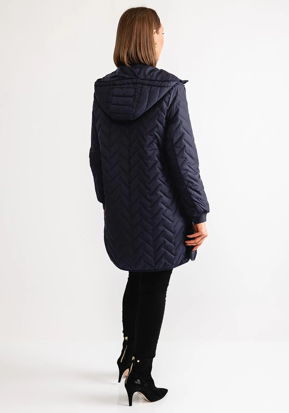 Barbara Lebek Hooded Zipped Coat, Navy