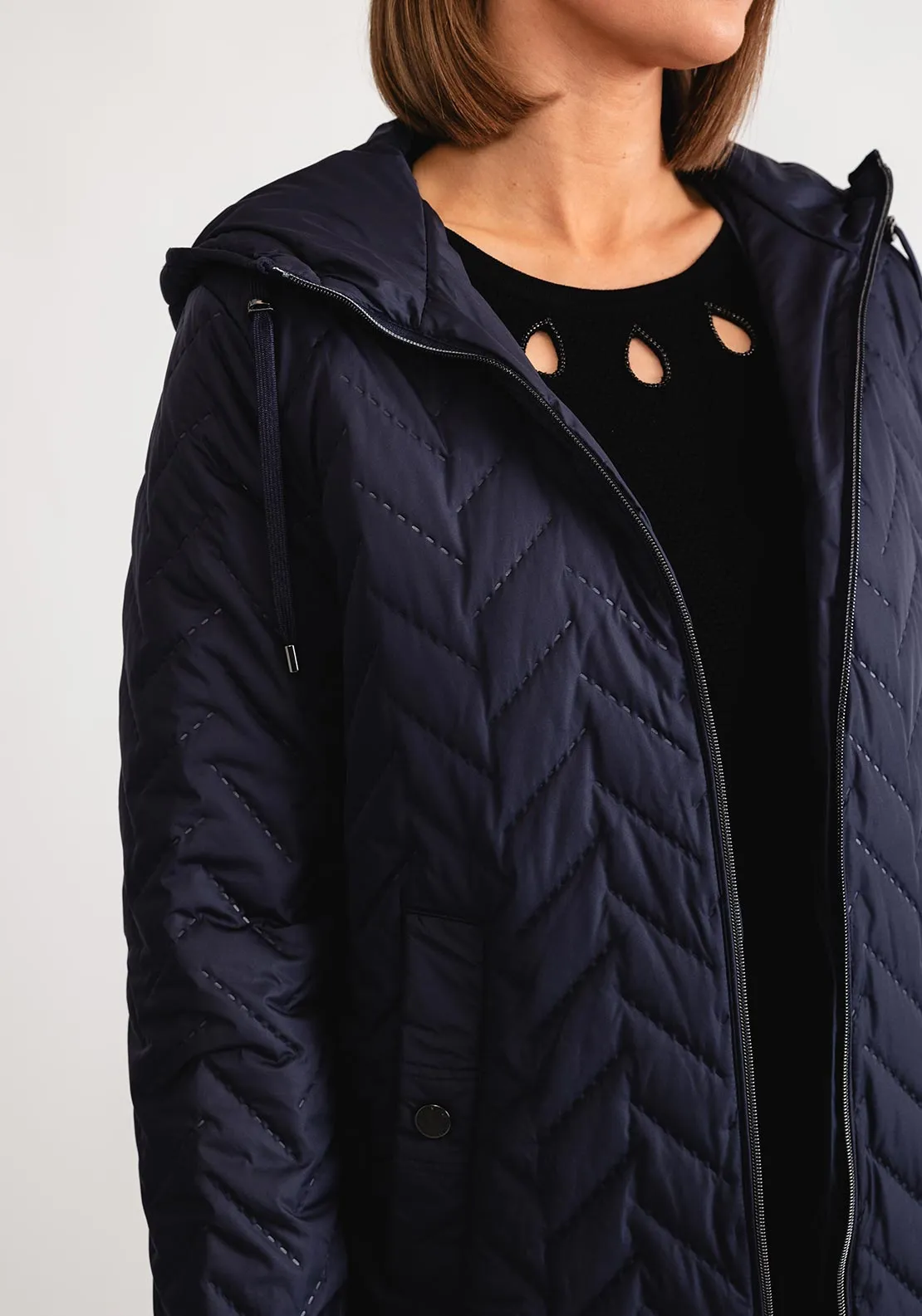 Barbara Lebek Hooded Zipped Coat, Navy