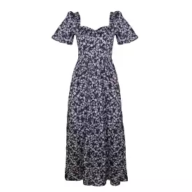 Beatrice Maxi Dress With Sweetheart Neckline / Black Floral Cotton