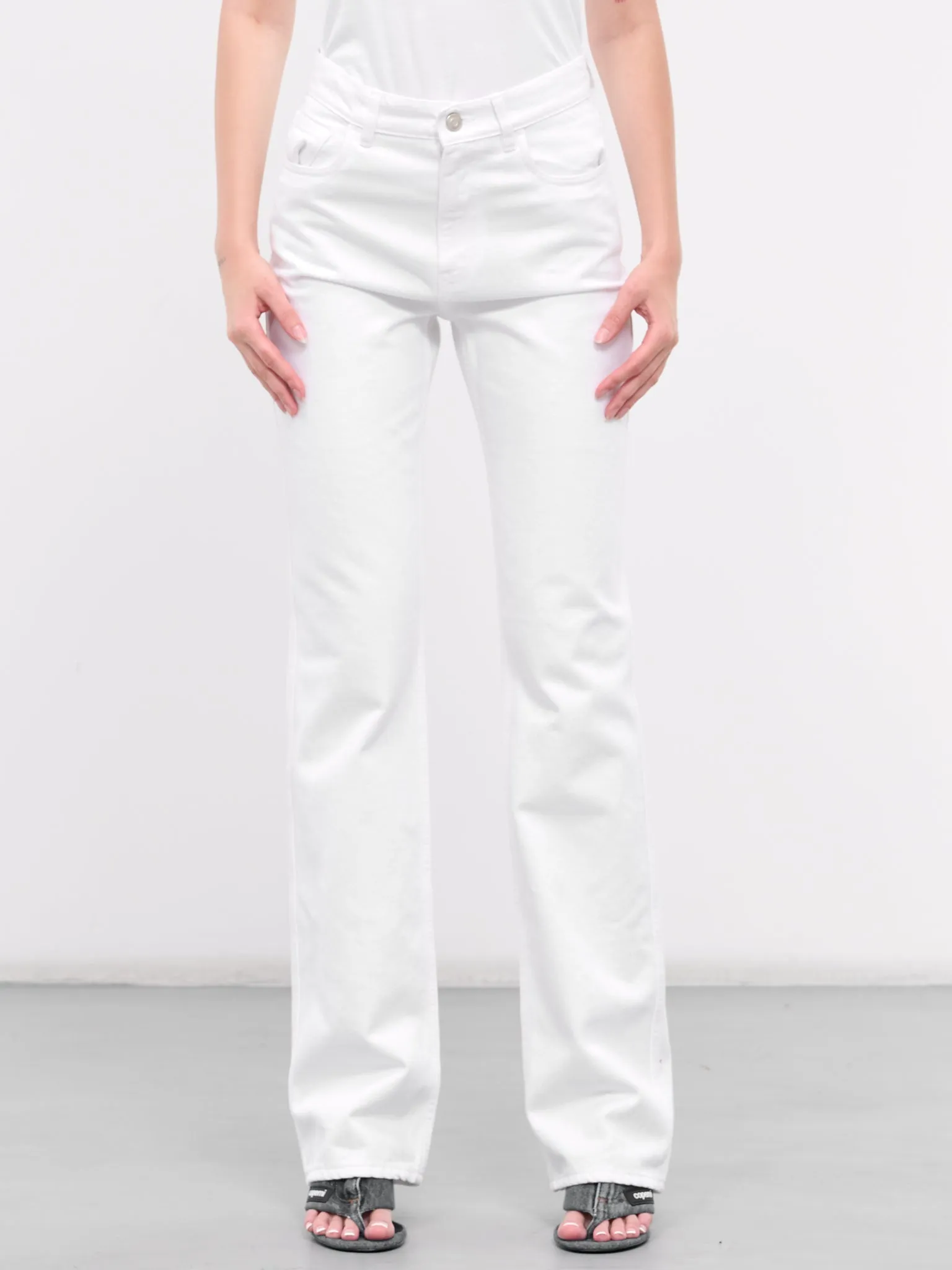 Belted Pocket Jeans (COPP78251-WHITE)