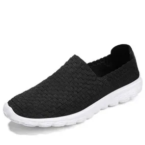 Black knit pattern simple slip on shoe sneaker