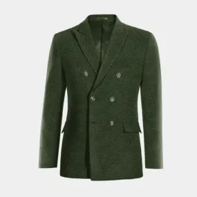  Blazer cruzada verde bosque de tweed herringbone