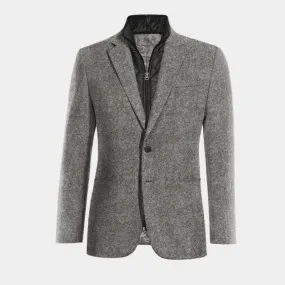  Blazer gris claro de donegal tweed slim fit