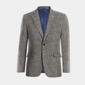  Blazer gris claro de donegal tweed solapa ancha