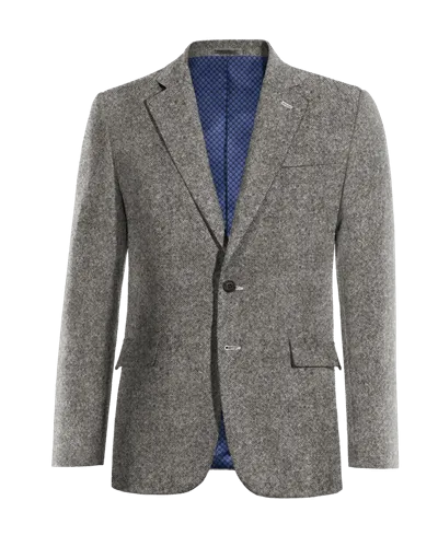  Blazer gris claro de donegal tweed solapa ancha