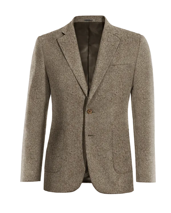  Blazer marrón claro de donegal tweed solapa ancha