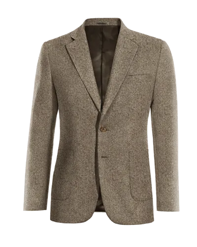  Blazer marrón claro de donegal tweed solapa ancha