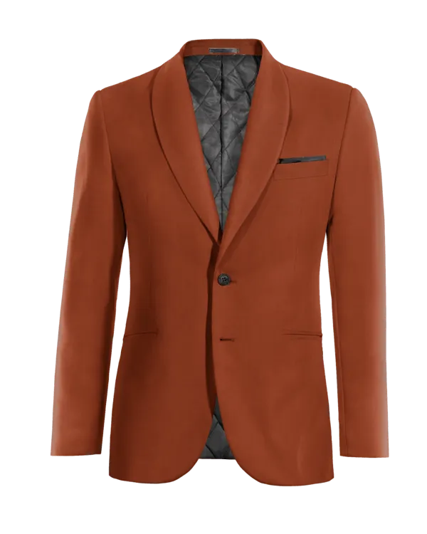  Blazer terracota de lino solapa redonda esencial