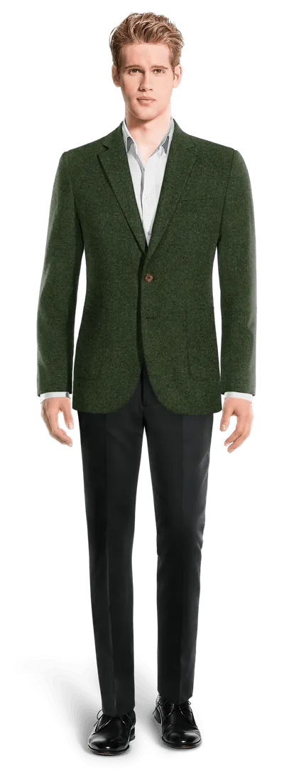  Blazer verde bosque de tweed herringbone slim fit