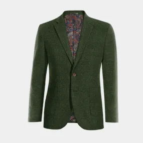  Blazer verde bosque de tweed herringbone slim fit