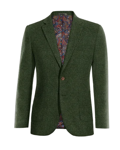  Blazer verde bosque de tweed herringbone slim fit