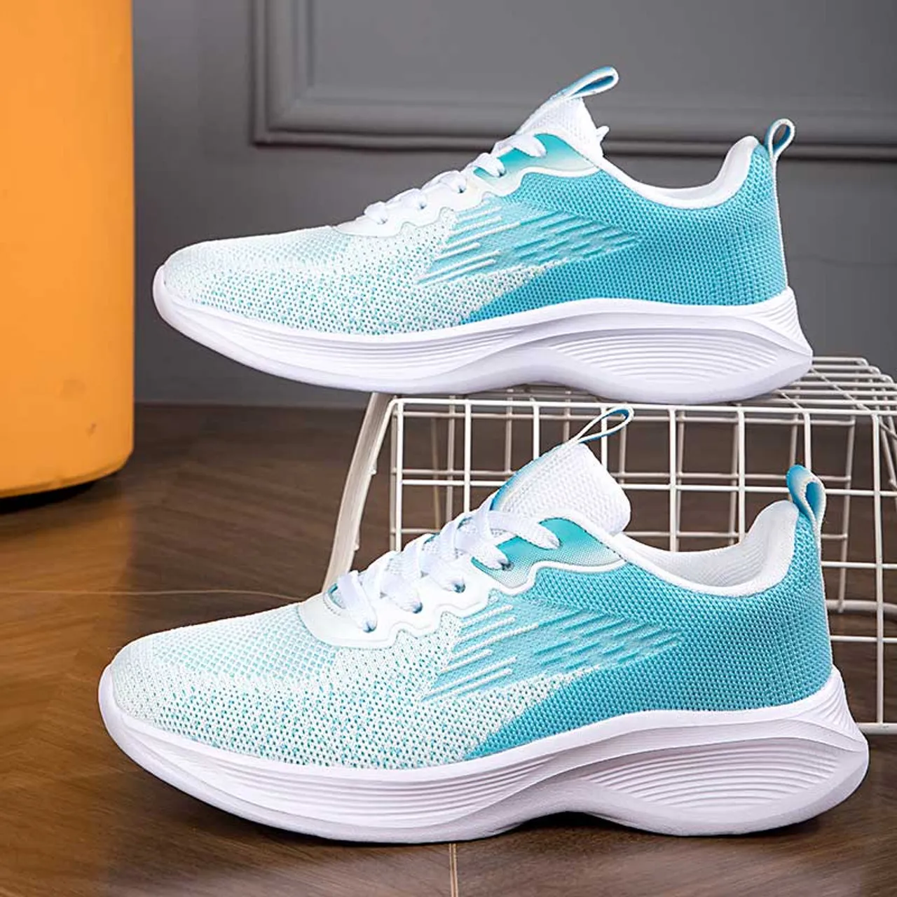 Blue flyknit stripe texture casual shoe sneaker 2947