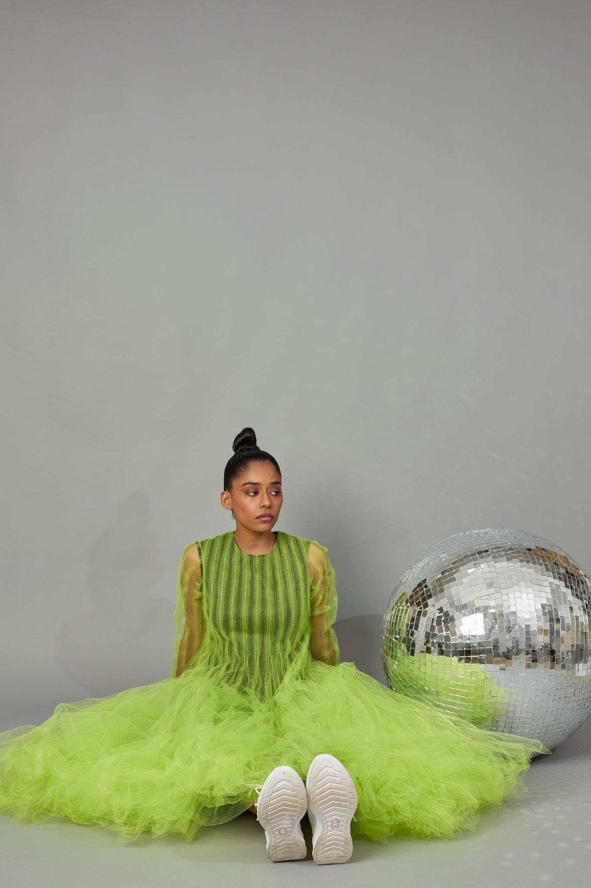 BOTTLE BRUSH TULLE DRESS LIME