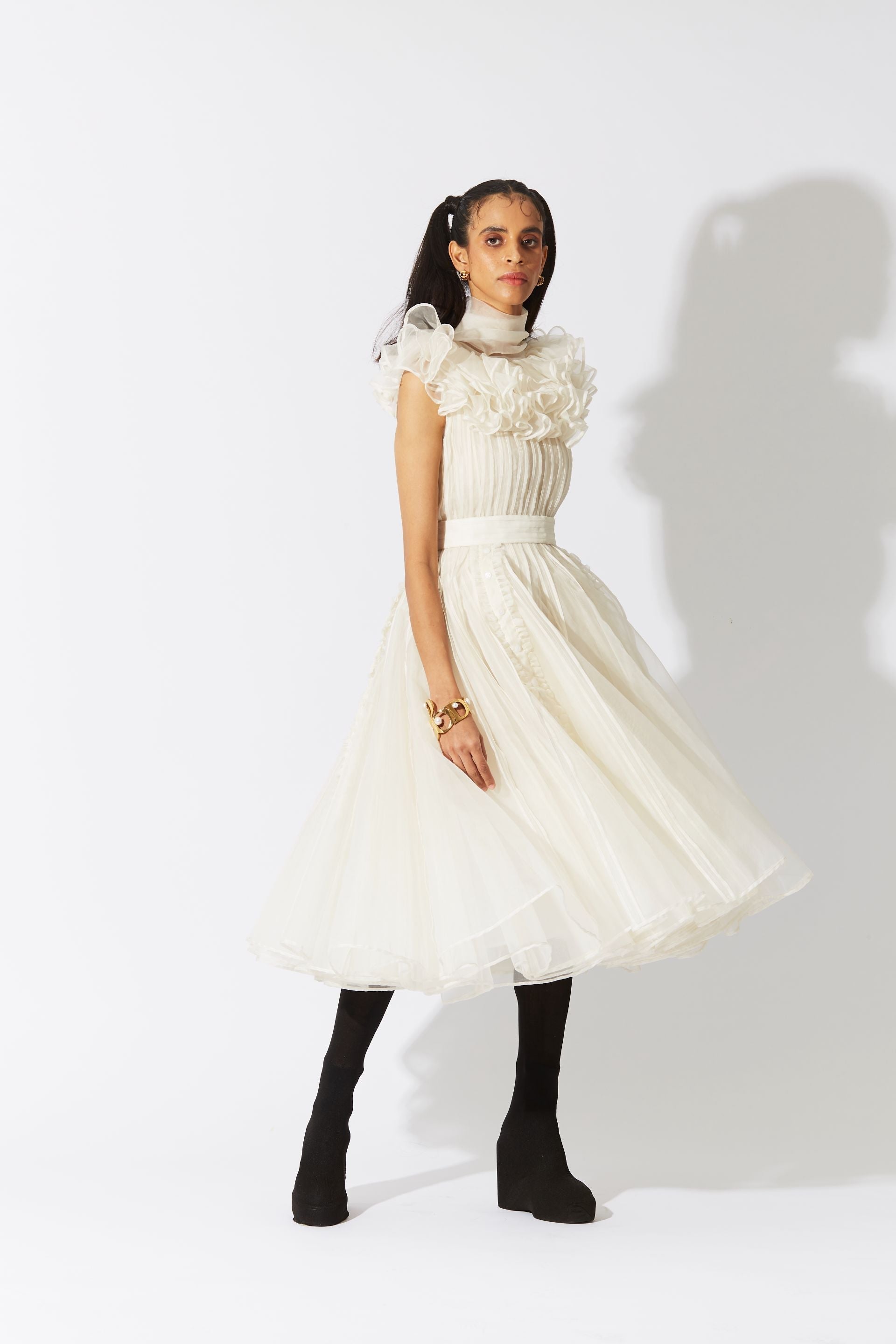 BOTTLEBRUSH ORGANZA DRESS IVORY