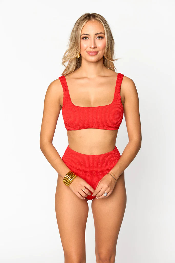 BUDDYLOVE ORA SCOOP NECK HIGH-WAISTED BIKINI - RED