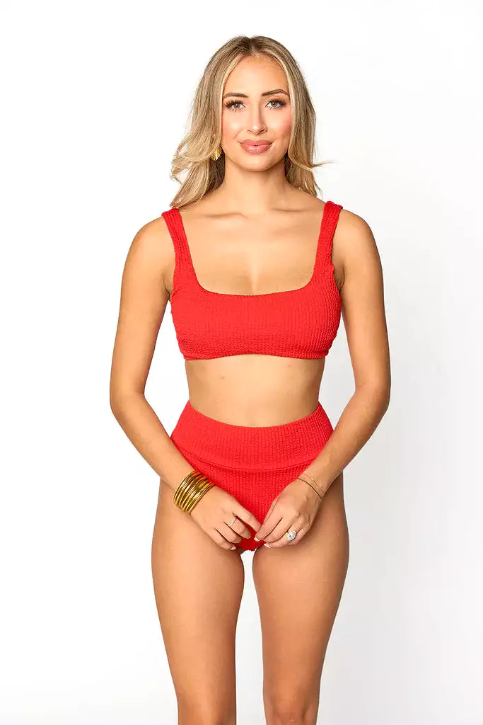 BUDDYLOVE ORA SCOOP NECK HIGH-WAISTED BIKINI - RED