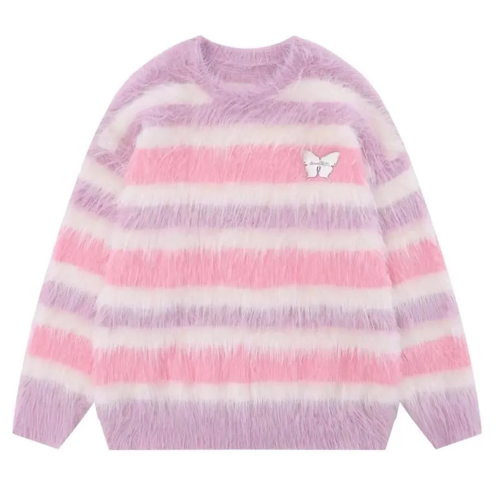 Candy Butterfly Fuzzy Sweater