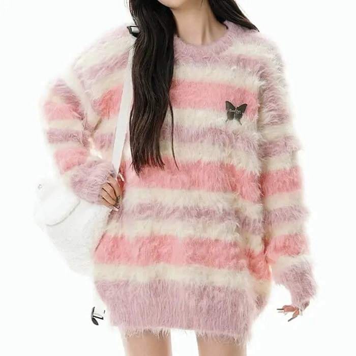 Candy Butterfly Fuzzy Sweater