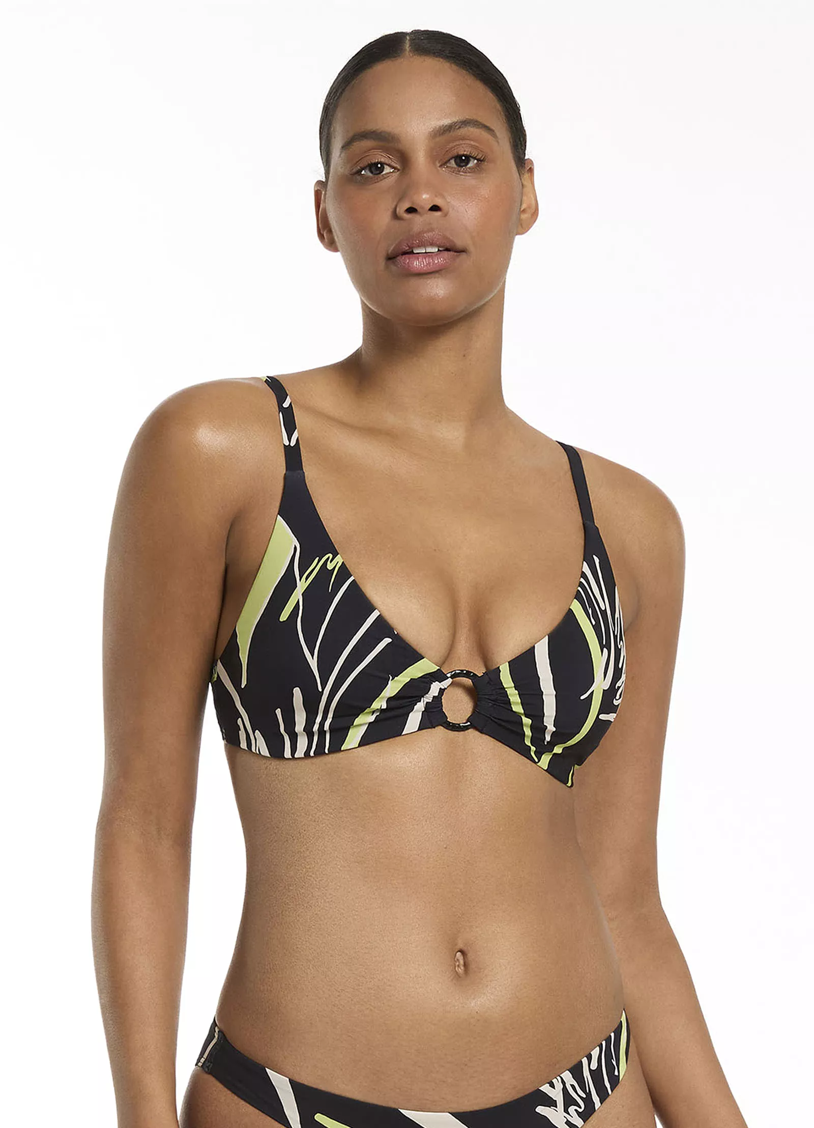 Catalina C-E Ring Triangle Bikini Top - Black