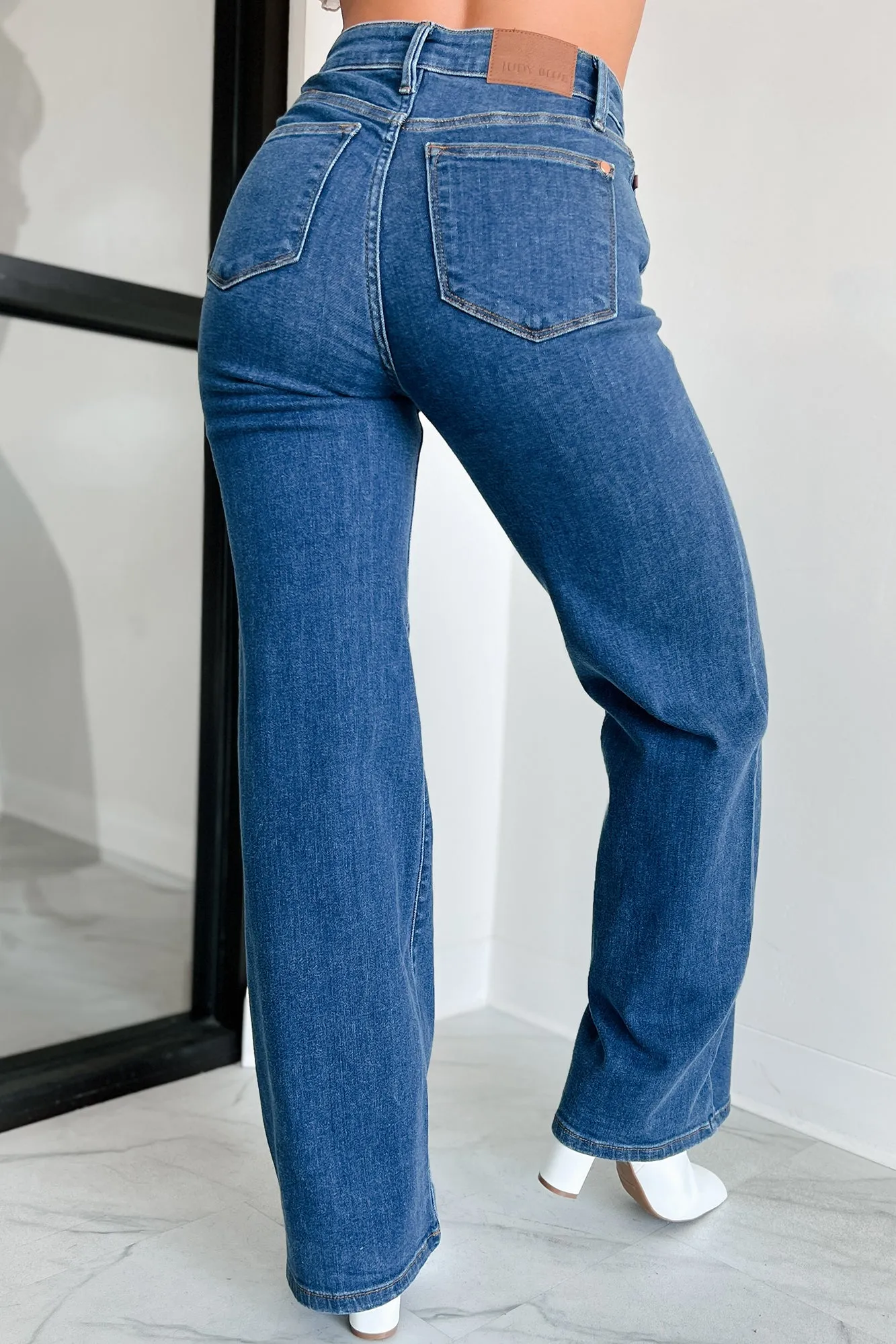 Cedric High Rise Wide Leg Judy Blue Jeans (Dark)