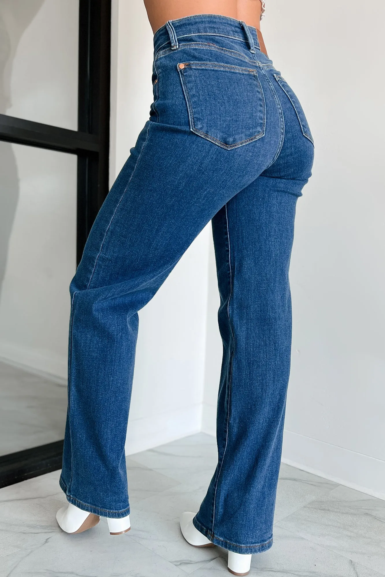 Cedric High Rise Wide Leg Judy Blue Jeans (Dark)