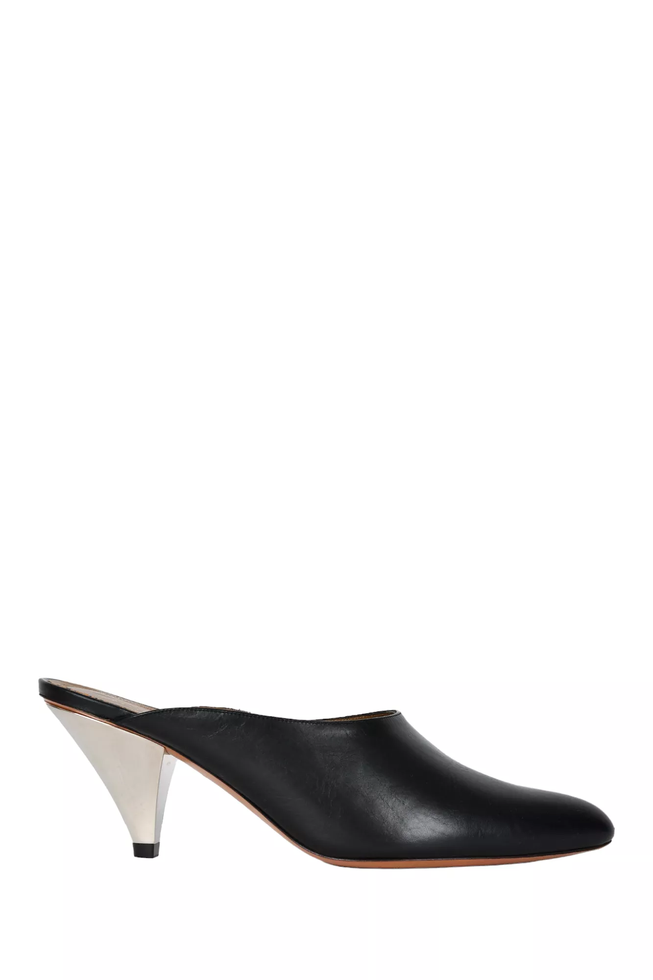 Celine Black Leather Cone Heel Mules Size 35.5