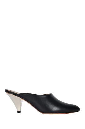 Celine Black Leather Cone Heel Mules Size 35.5