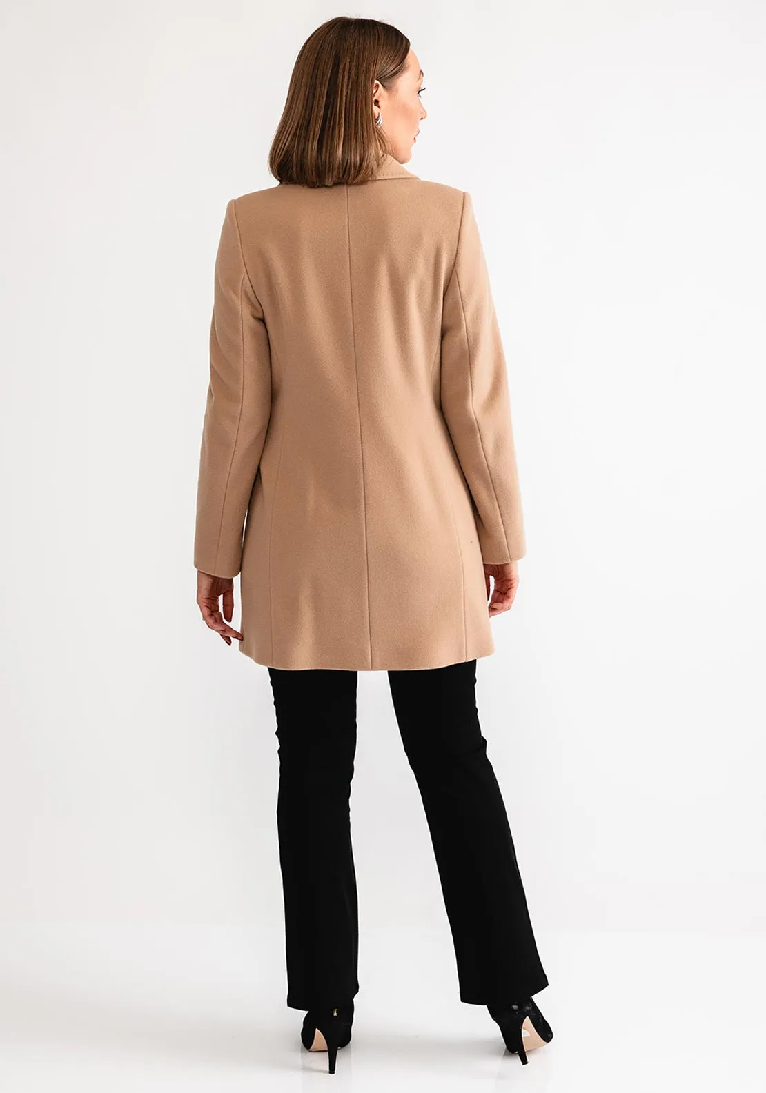 Christina Felix Classic Tailored Wool and Cashmere Blend Coat, Camel