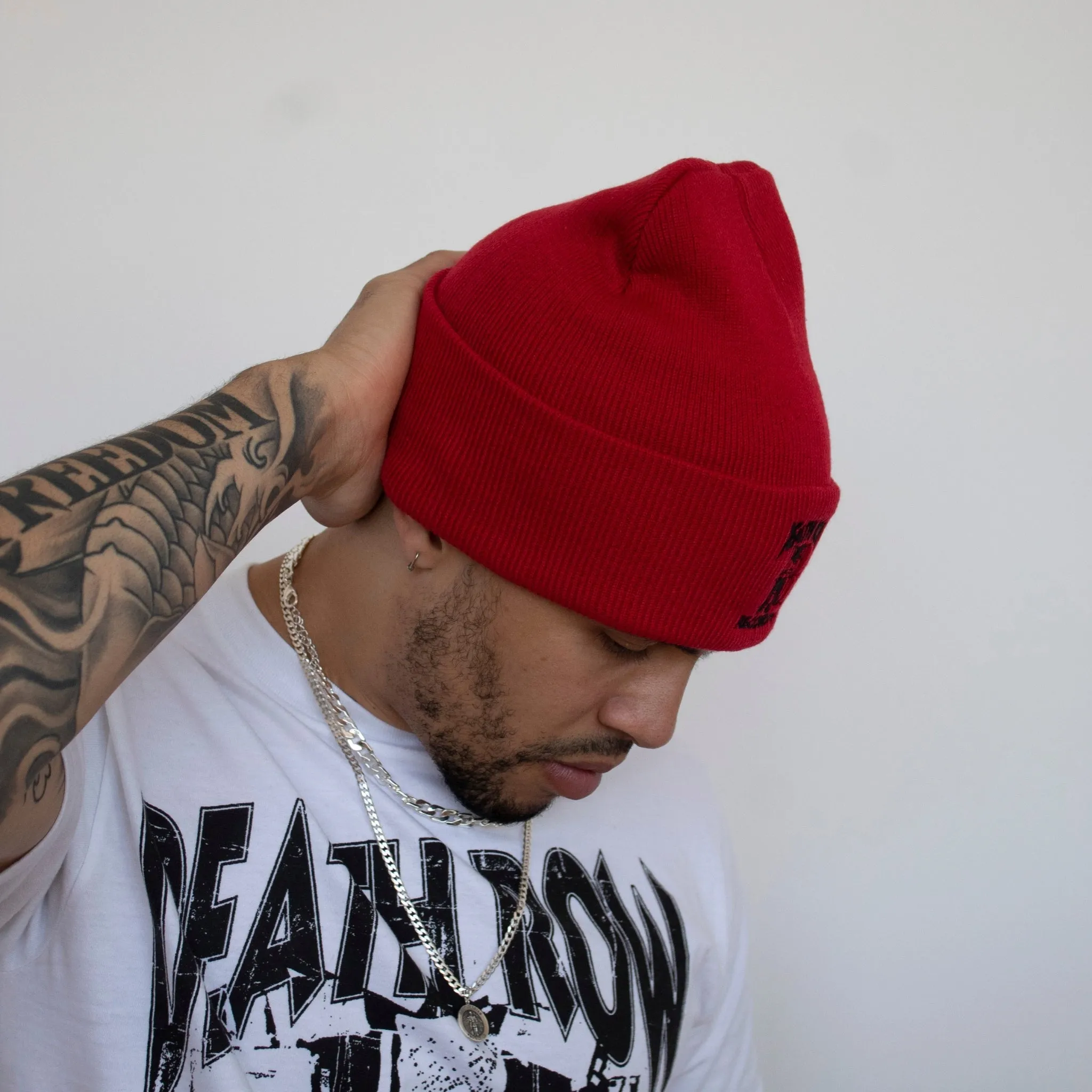 Classic Embroidered Inmate Beanie (Red)