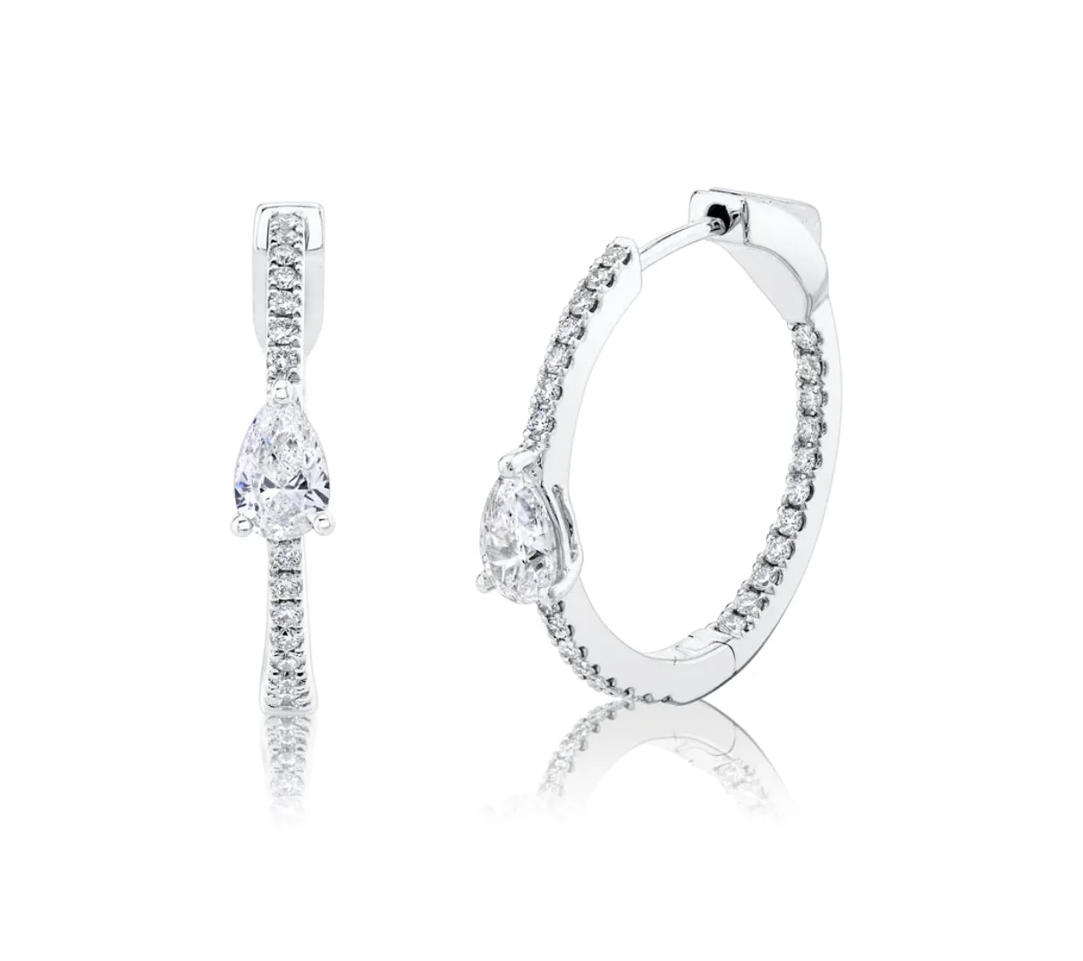 CLASSIC MEDIUM DIAMOND HOOPS WITH PEAR DIAMOND CENTER