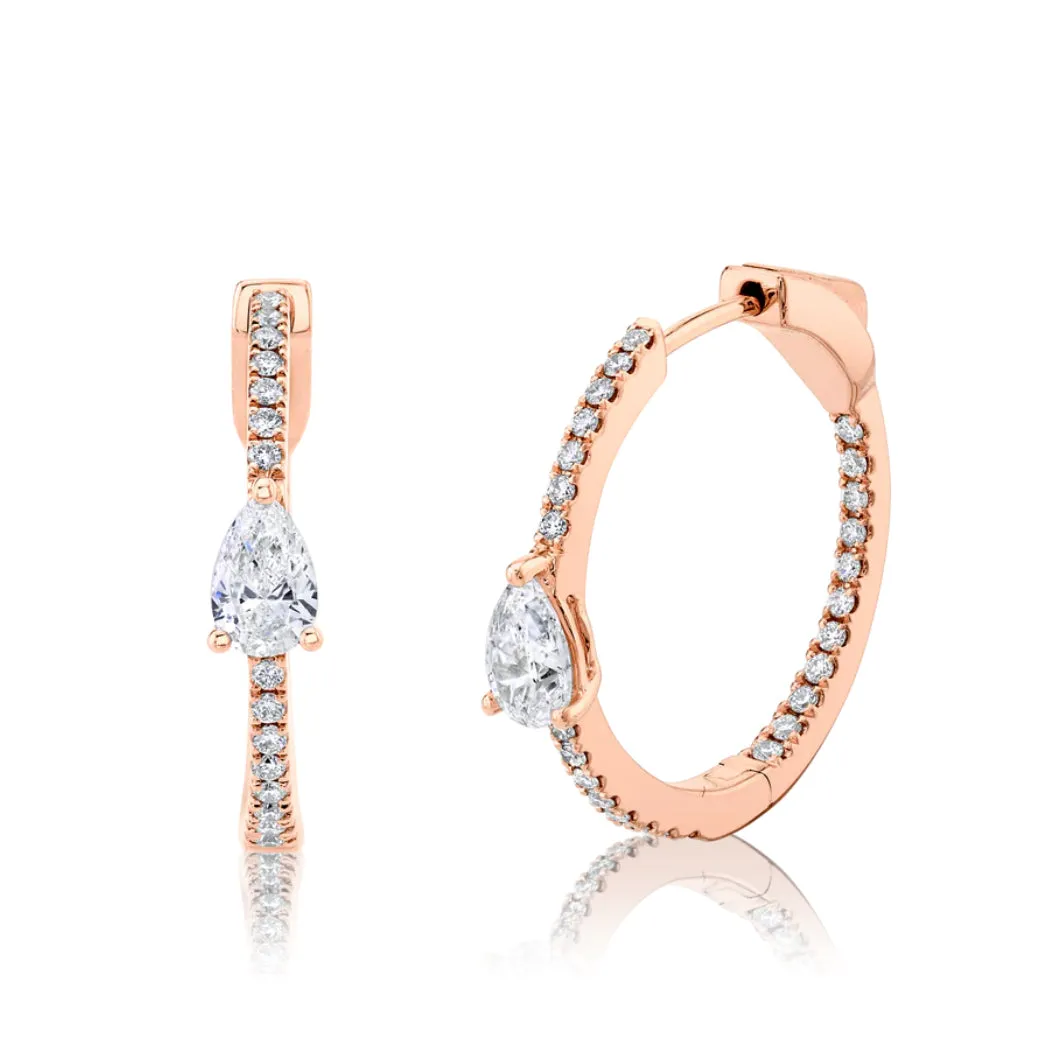 CLASSIC MEDIUM DIAMOND HOOPS WITH PEAR DIAMOND CENTER