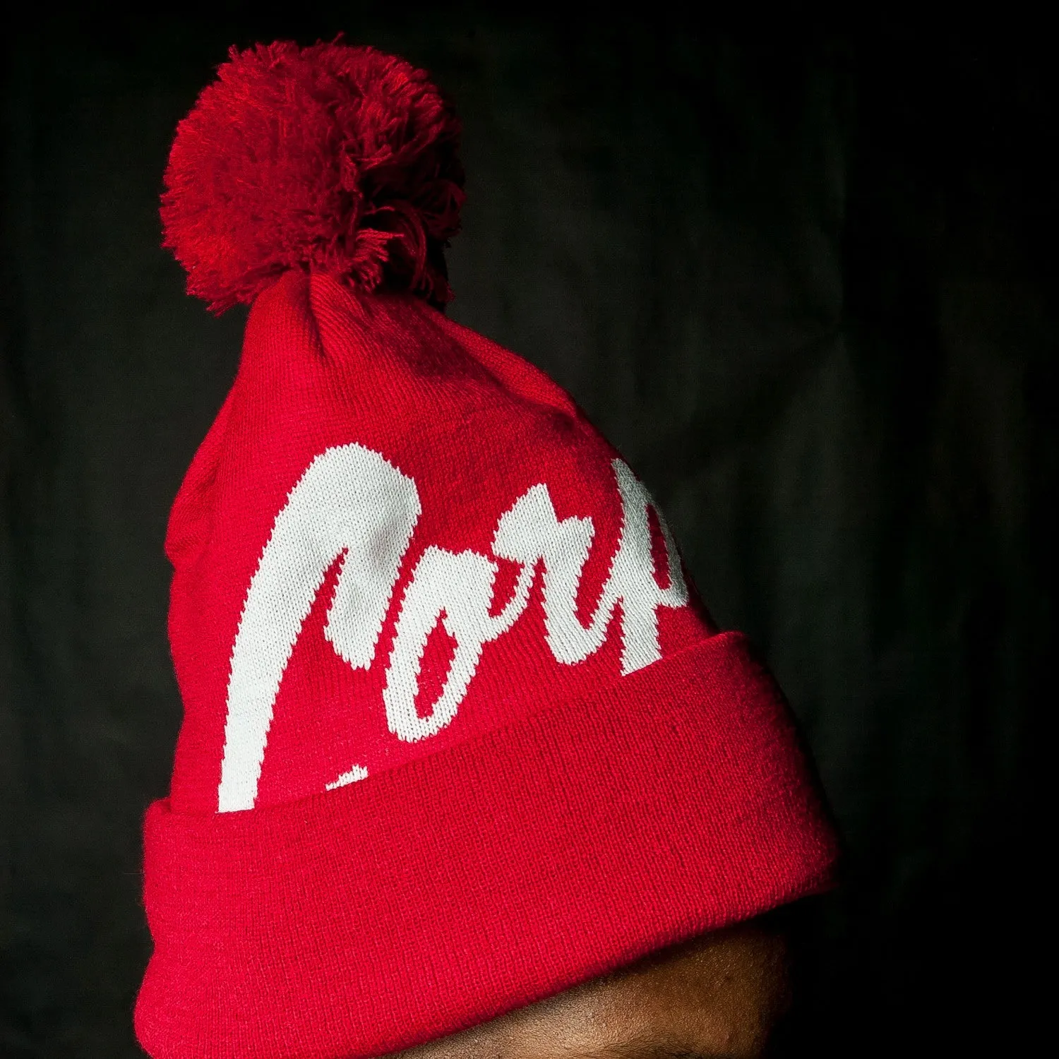 Corporate x Mitchell Ness Pom Beanie (Red/White)