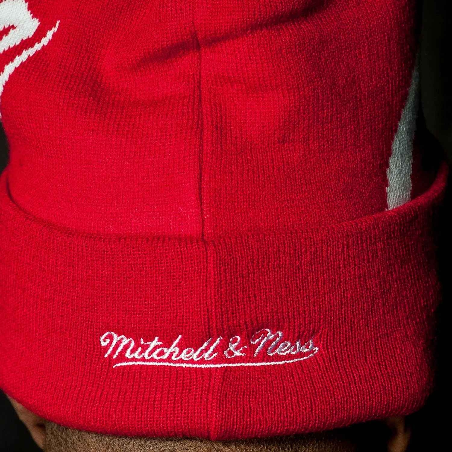 Corporate x Mitchell Ness Pom Beanie (Red/White)