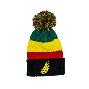 Cursive LB Rasta Pom Beanie