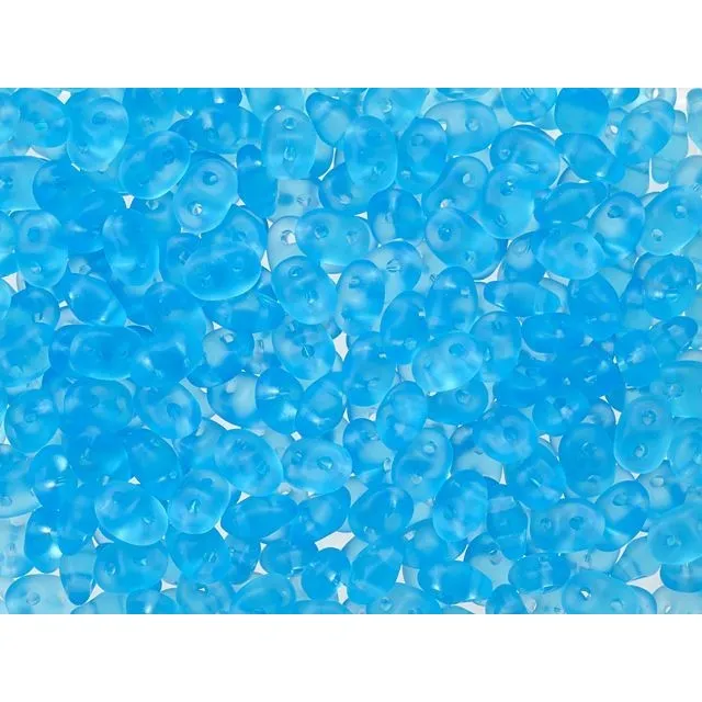 Czech Glass Matubo, 2-Hole SuperDuo Beads 2x5mm, Matte Aquamarine (2.5 Tube)