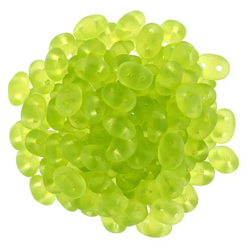 Czech Glass Matubo, 2-Hole SuperDuo Beads 2x5mm, Matte - Olivine (2.5 Tube)