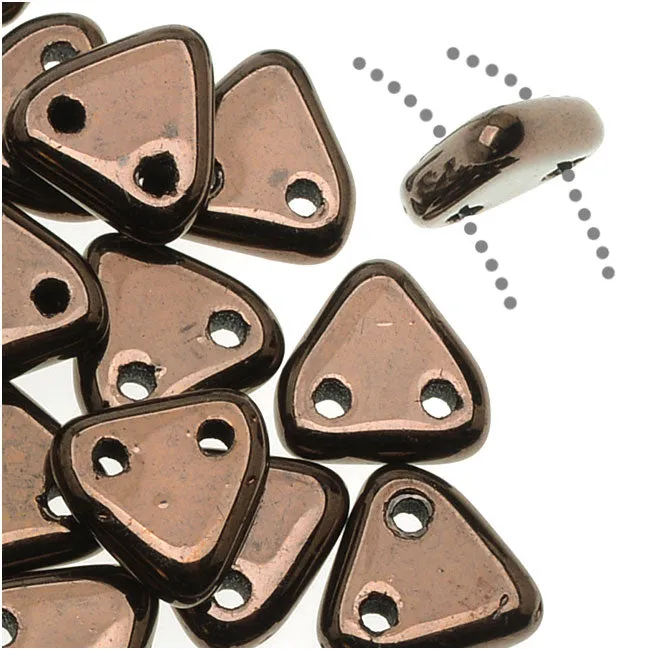 CzechMates 2-Hole Triangle Beads 6mm - Dark Bronze (2.5 Tube)