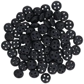 CzechMates Glass, 4-Hole QuadraLentil Beads 6mm, Matte Jet Black (2.5 Tube)