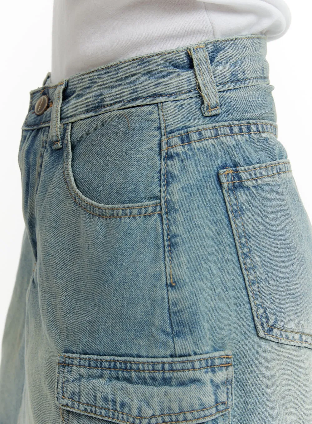 Denim Cargo Mini Skirt OA405